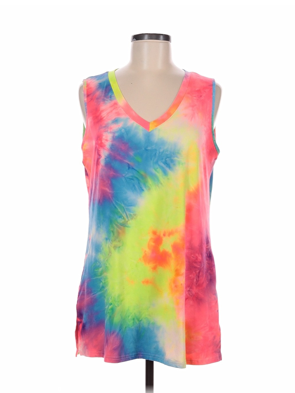 Tie-Dye V-Neck Sleeveless Top - Neon Multi